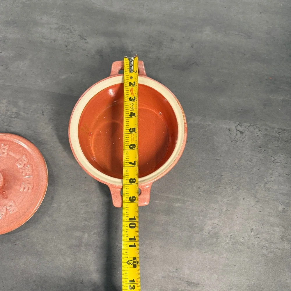 Brie Baker Stonware Rose Glazed‎ Ceramic Heart Handle Fromage